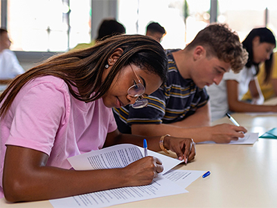 Children taking a test